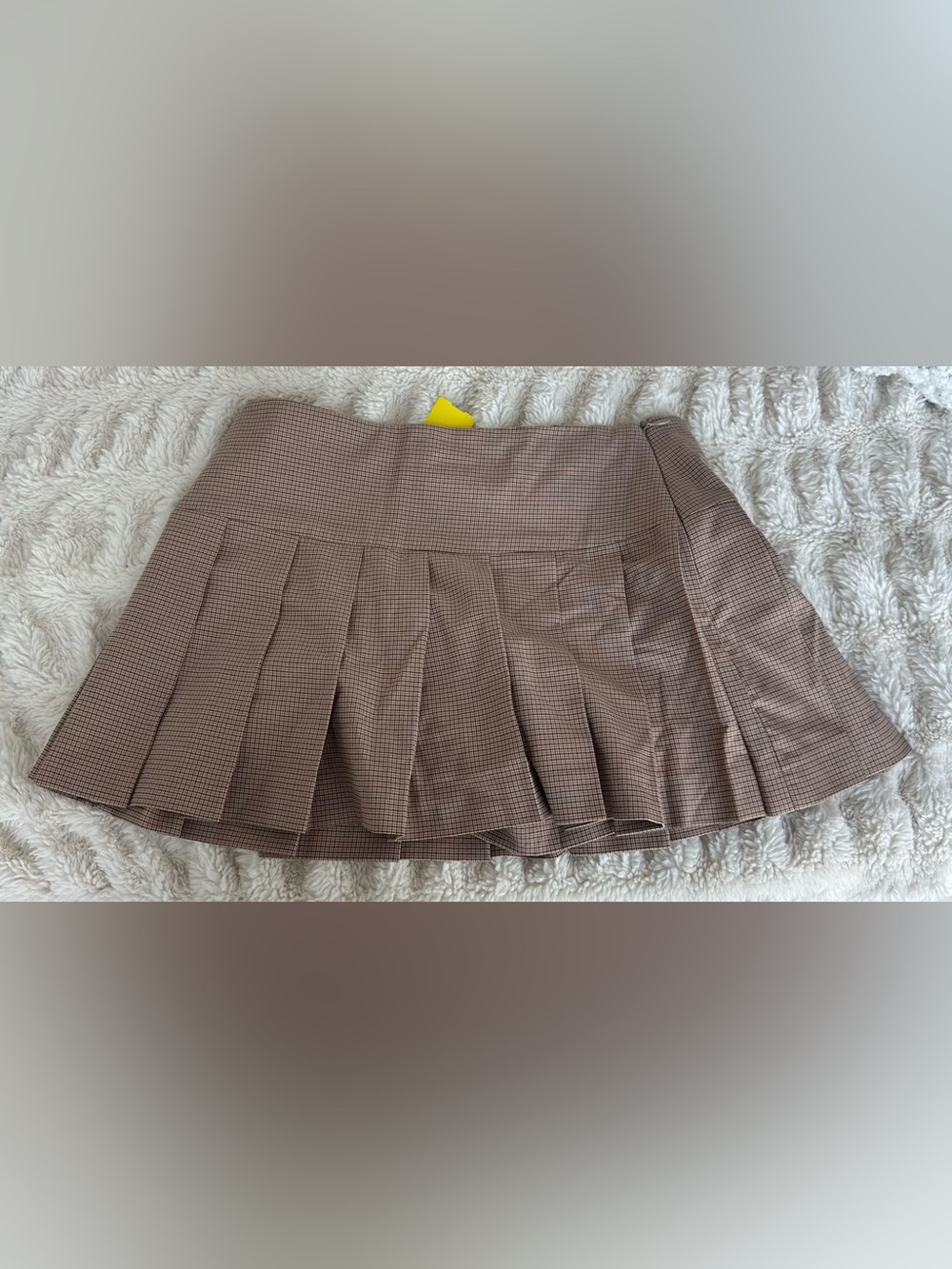 Zara Brown Mini Pleated Houndstooth Skirt